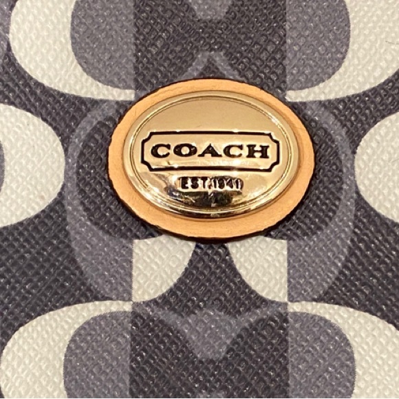 COACH Peyton Pouch in Navy Signature Logo Pattern - Picture 3 of 13